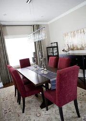 Burgundy chairs in the kitchen interior