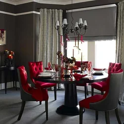 Burgundy Chairs In The Kitchen Interior