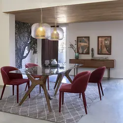 Burgundy chairs in the kitchen interior
