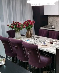 Burgundy chairs in the kitchen interior