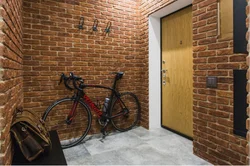 Red brick in the hallway interior