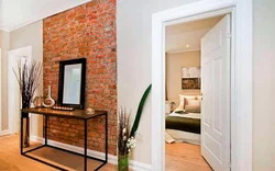 Red brick in the hallway interior