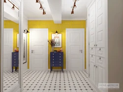 Yellow wallpaper in the hallway interior