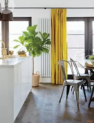 Mustard Curtains In The Kitchen Interior