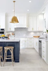Kitchen design with gold handles