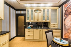 Kitchen design with gold handles