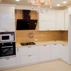 Kitchen design with gold handles