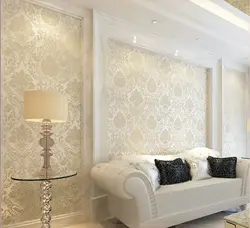 Living Room Interior With Vinyl Wallpaper