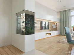 Aquarium in the kitchen design photo in the interior