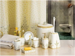 Accessories in the bathroom in the interior photo