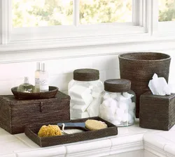 Accessories in the bathroom in the interior photo