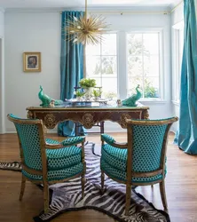Emerald chairs in the kitchen interior photo