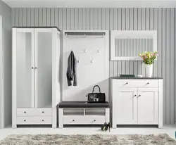 Hallway white with wood design