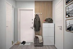 Hallway white with wood design