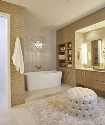 White beige bathroom interior