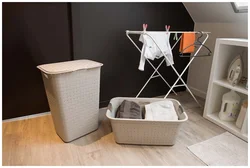 Laundry basket in the bathroom photo