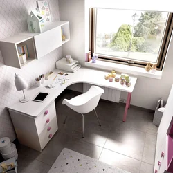 Bedroom design with corner table