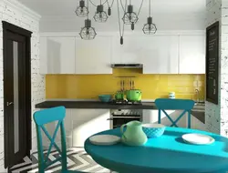 Көгілдір орындықтармен асүй дизайны