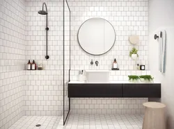 Square tiles in the bathroom interior