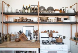 Loft style shelves photo for the kitchen