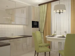 Curtains for the kitchen in beige tones photo