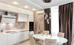 Curtains for the kitchen in beige tones photo