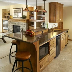 Bar counter in the kitchen island design