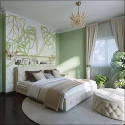 Pistachio curtains in the bedroom interior