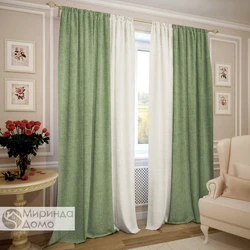 Pistachio curtains in the bedroom interior