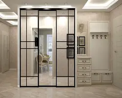 Multifunctional wardrobe in the hallway photo design