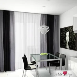 Black tulle in the kitchen interior