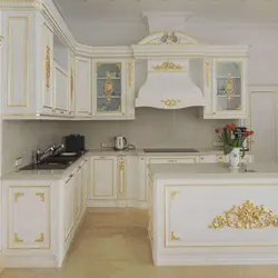 Дизайн кухни белое золото