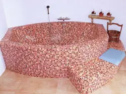 Do-It-Yourself Bathtub Made Of Bricks And Tiles Photo