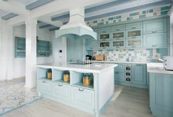 Kitchen interior blue tiles