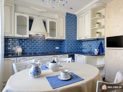 Kitchen interior blue tiles