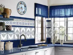 Kitchen interior blue tiles
