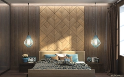 Wall panels in the bedroom interior for interior decoration