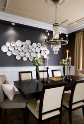 Chandeliers in the interior of a white kitchen