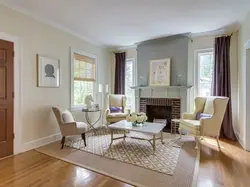 Living room interior with white baseboards