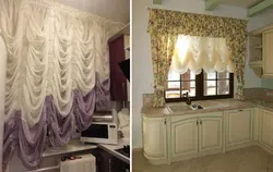 Австрийская штора на кухню фото в интерьере