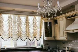 Austrian curtain for the kitchen interior photo