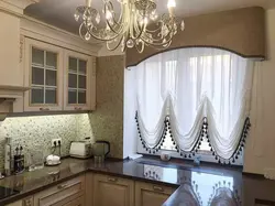 Austrian curtain for the kitchen interior photo