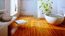 Bathtub With Wooden Floor Photo