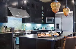 Blue and black kitchen photo