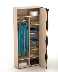Linen closet with shelves in the bedroom photo