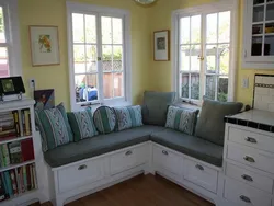 Kitchen interior sofa by the window