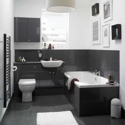 Gray toilet in the bathroom interior
