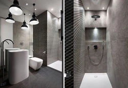 Gray toilet in the bathroom interior