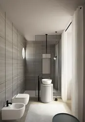 Gray toilet in the bathroom interior