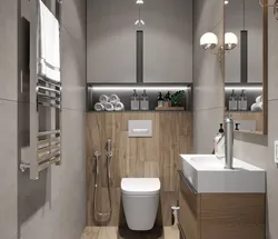 Gray Toilet In The Bathroom Interior